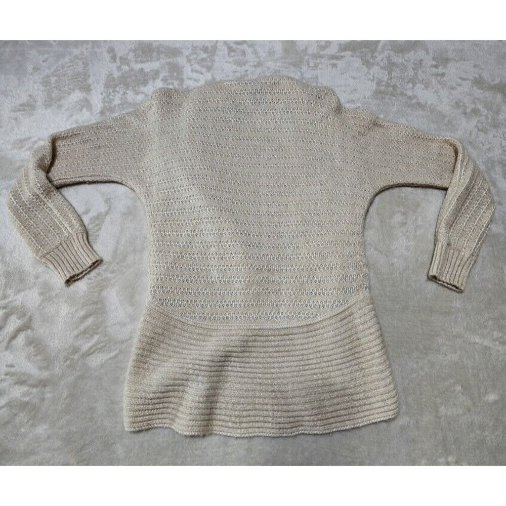 White House Black Market Women's XS Open Cardigan/Sweater Cream/Metallic Thread - Picture 8 of 8